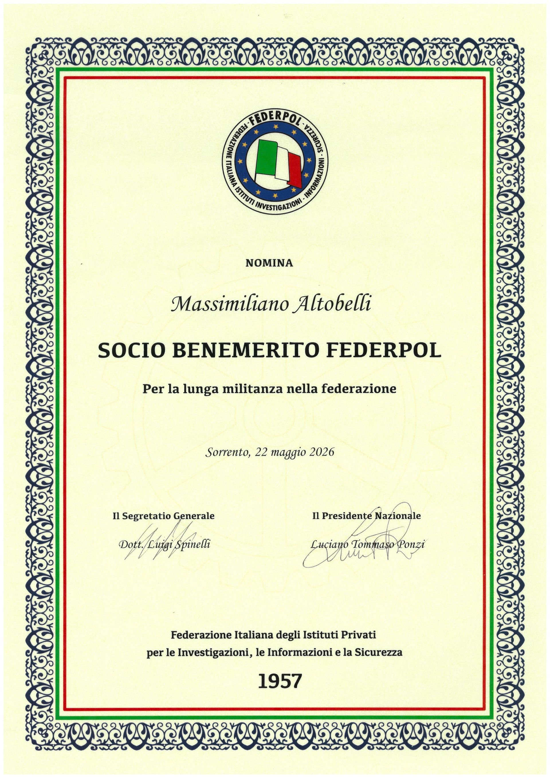 Massimiliano Altobelli, Investigatore Privato a Roma dal 1995
