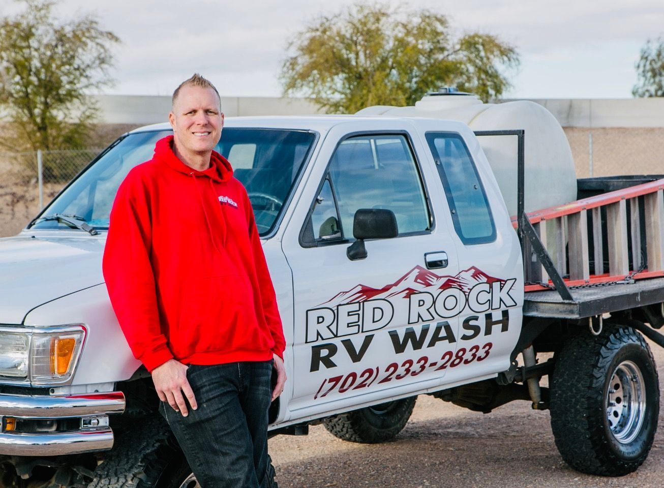 Brian and one of the original Red Rock detailing trucks Brian and one of the original Red Rock detailing trucks