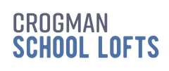 Crogman School Lofts logo in gray and blue text on a white background