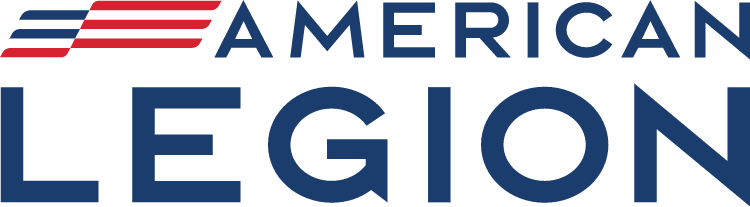 American Legion logo with red, white, and blue stripes and bold blue text