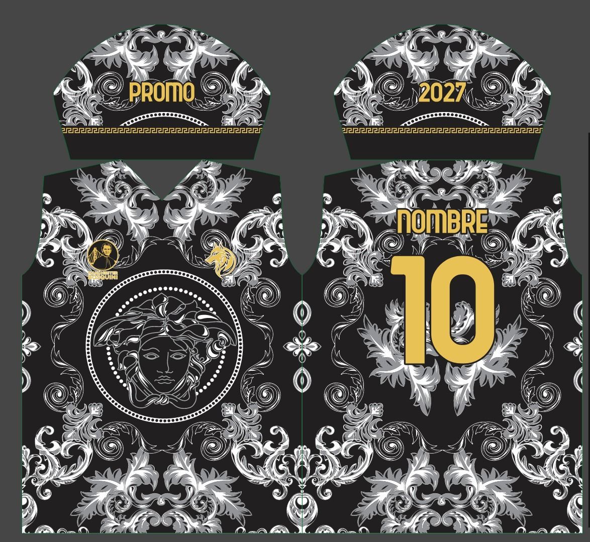 Diseño de la camiseta con un estampado barroco en blanco y negro