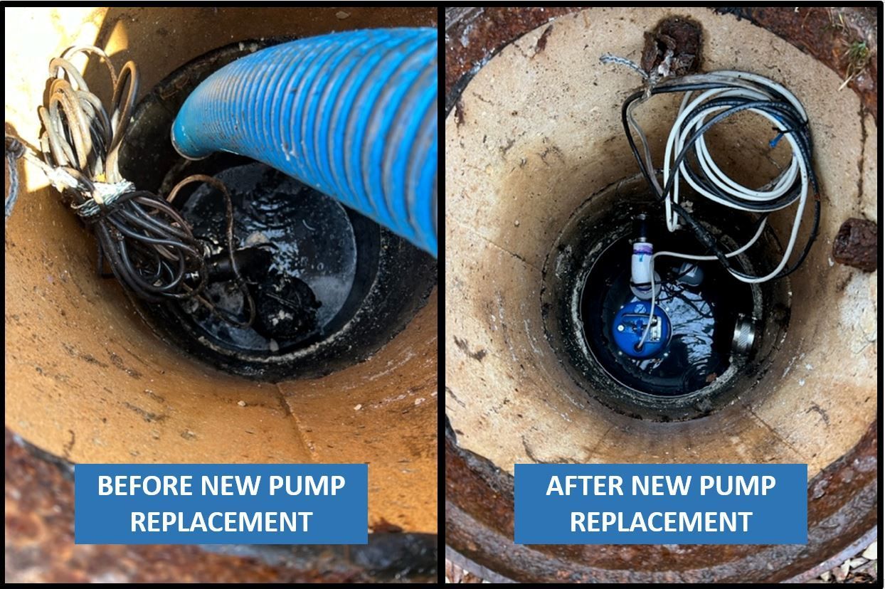 Before and After of an septic effluent pump replacement