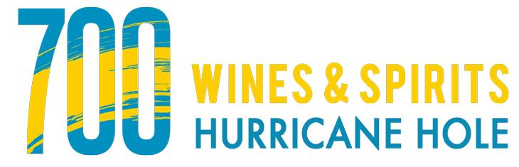 A blue and yellow logo for 700 wines and spirits