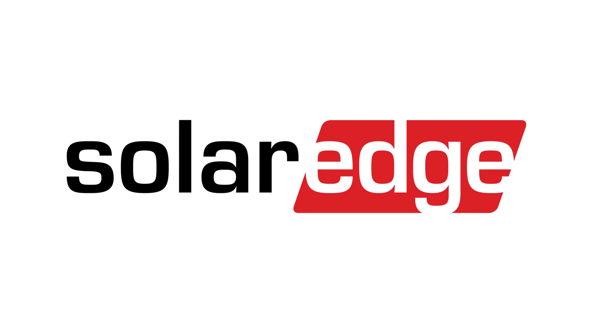 SolarEdge logo with black text and a red rectangular graphic.
