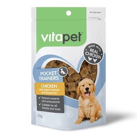 VitaPet Chicken Pocket Trainers with sweet potato and blueberries 70g