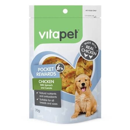 VitaPet Chicken Pocket Rewards with spinach and carrot 70g