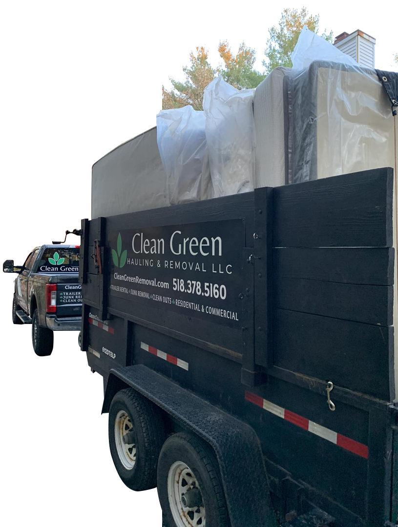 Junk removal dump trailer with mattress removal