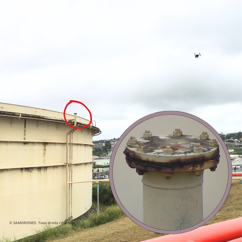 Inspection technique par drone. inspecter à plus de 30 mètres sans approche directe sur la zone d'inspection