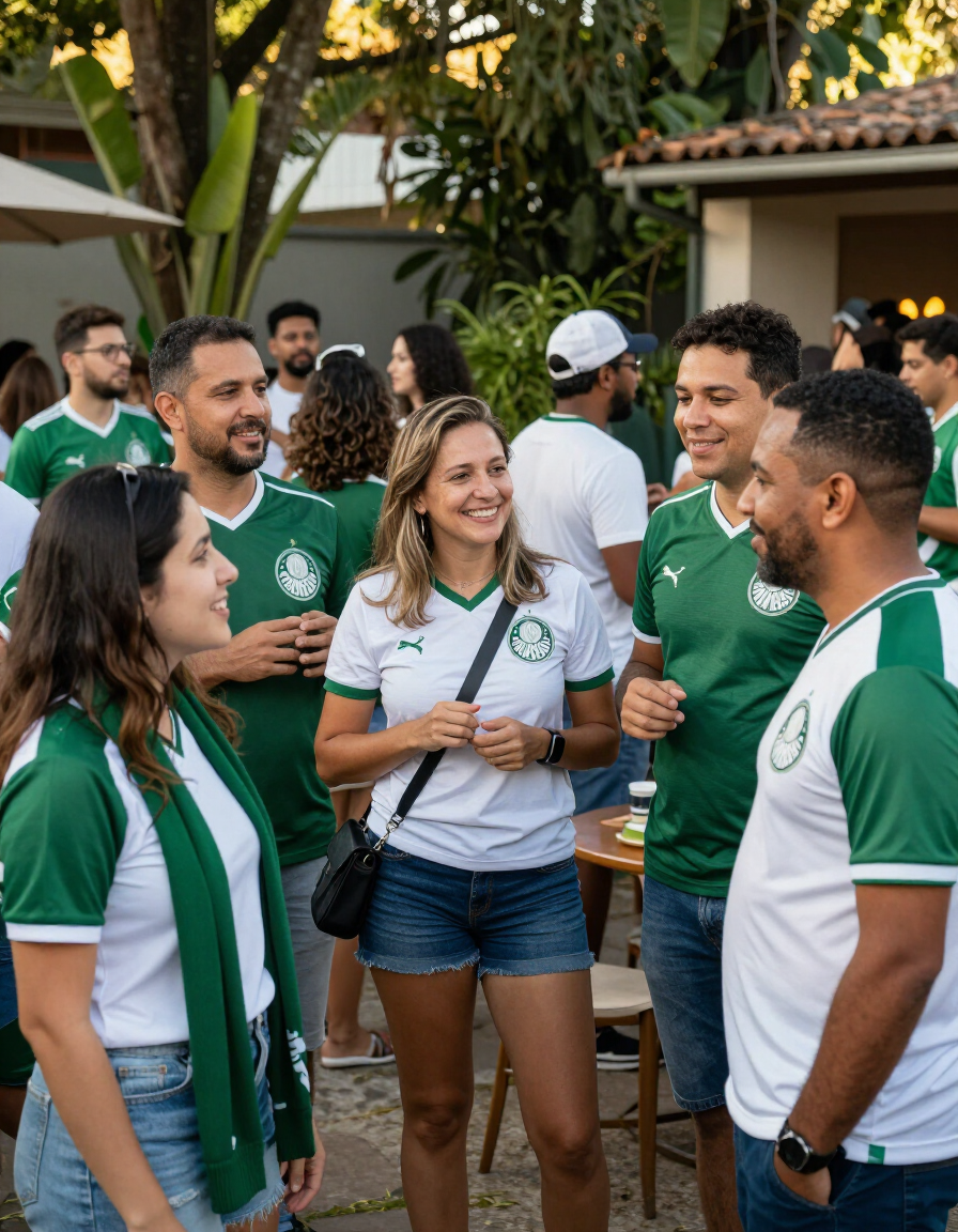 Torcedores do Palmeiras reunidos ao ar livre