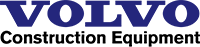 Volvo Construction Equipment logo in dark blue with black text below.