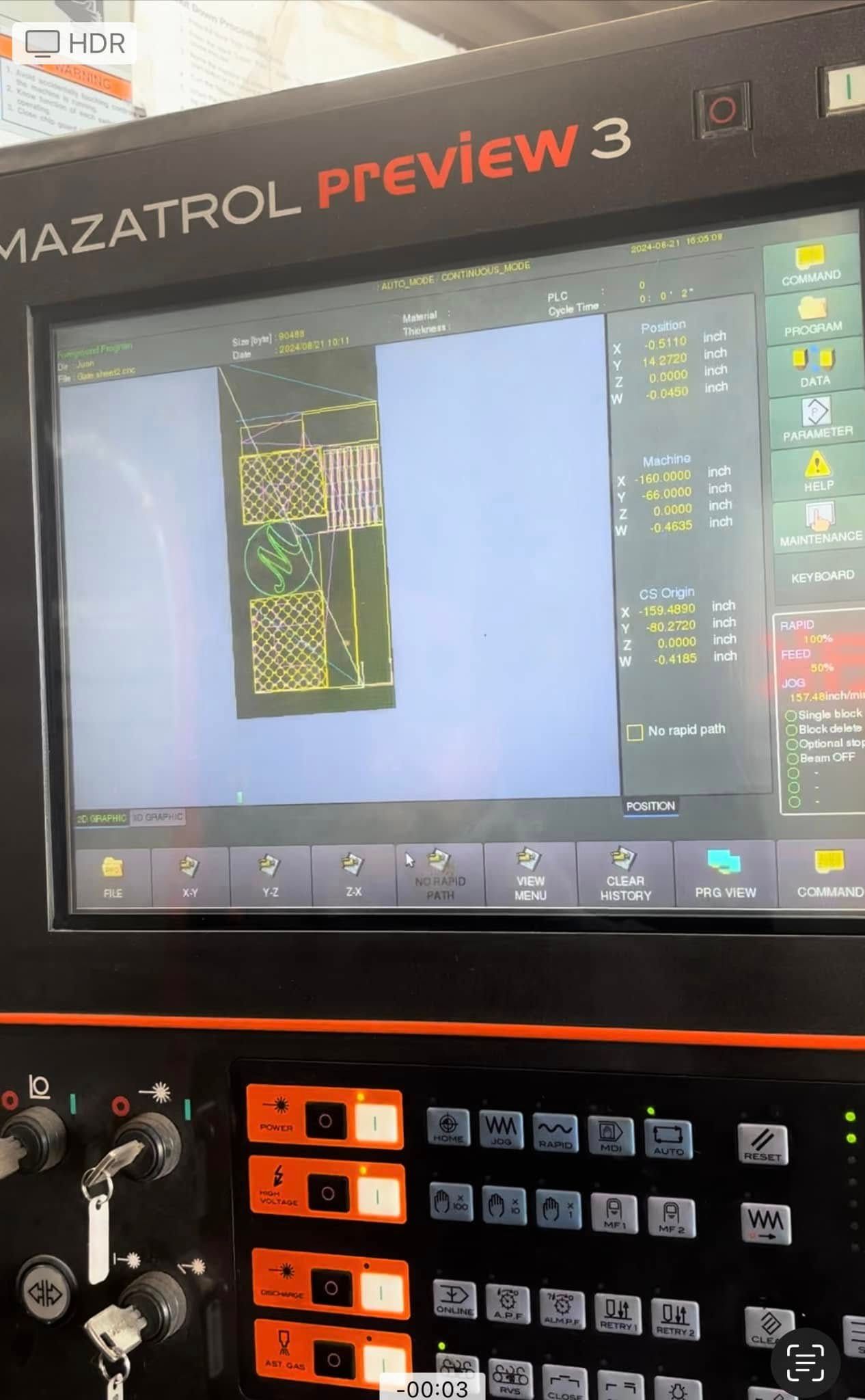 A machine with a screen that says preview 3 on it