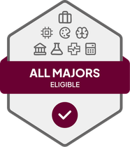 Badge with All Majors Eligible text 