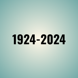 Black text “1924-2024” on a soft green gradient background
