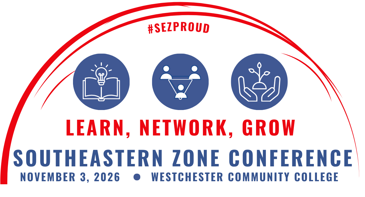 2027 Southeastern Zone Conference banner with pastel red, teal, and cream abstract shapes
