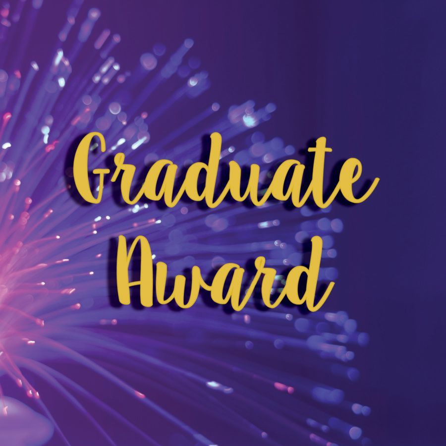 Purple fireworks background with gold text reading “Graduate Award”
