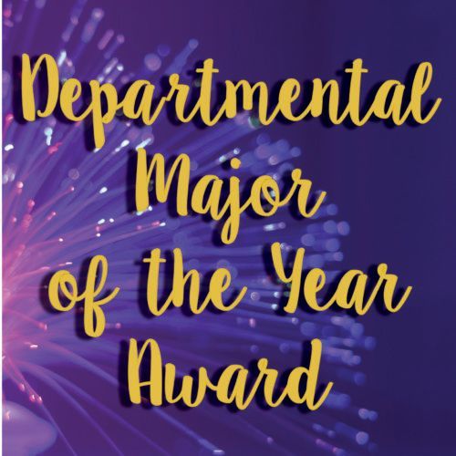Purple award graphic with gold text reading “Departmental Major of the Year Award”