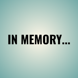 Black text reading “IN MEMORY...” on a pale blue-green gradient background