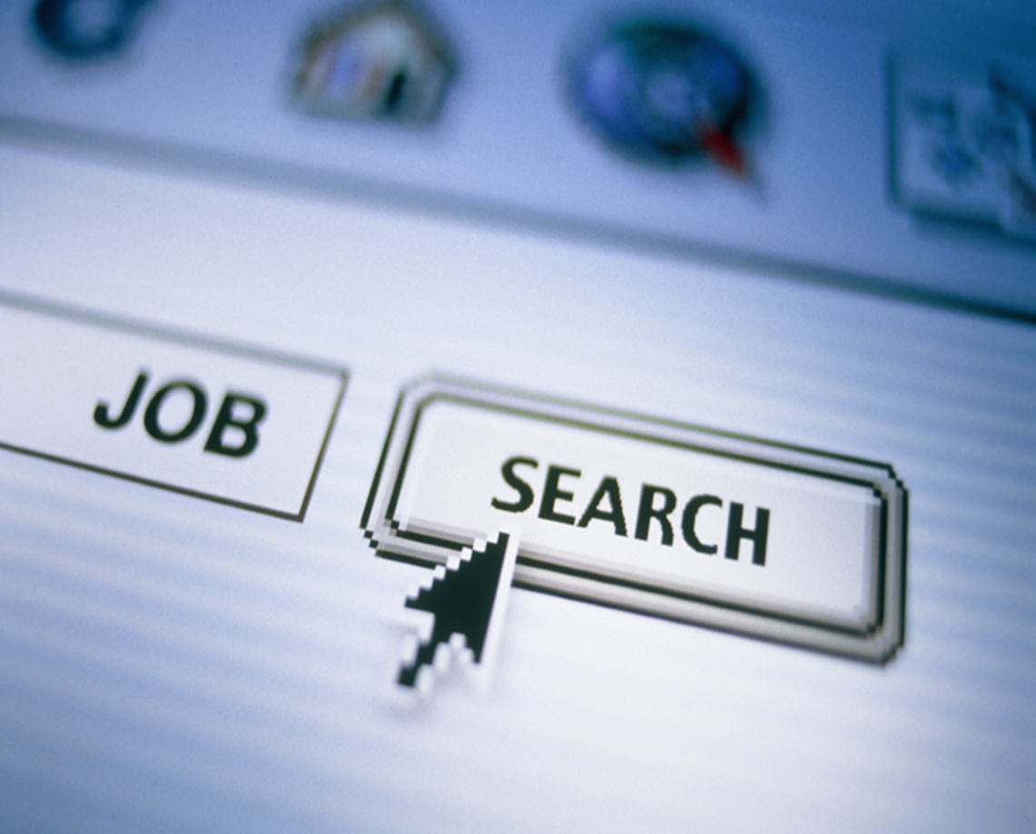 Cursor clicking “SEARCH” button beside “JOB” on a website interface
