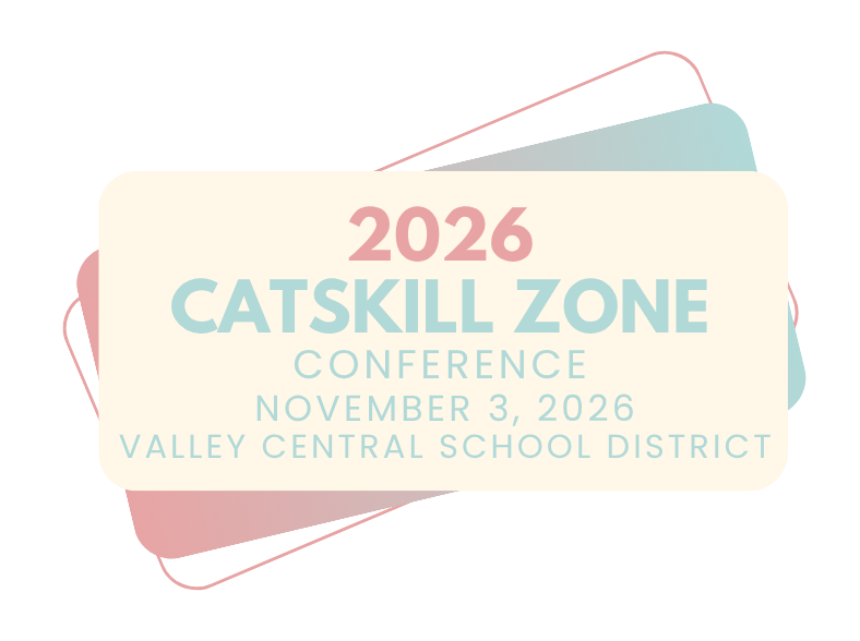 Catskill Zone conference poster for November 3, 2026, in pastel pink and teal with layered cards.