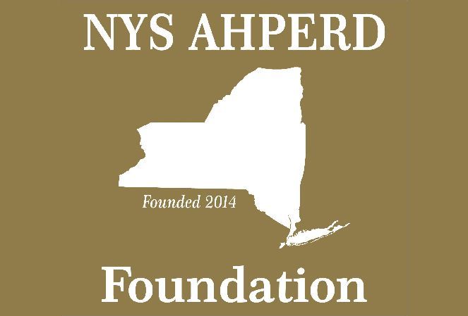 NYS AHPERD Foundation logo with New York silhouette and “Founded 2014” text on a tan background