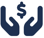 Hands holding a dollar sign icon
