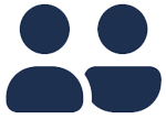 Two navy blue user icons on a white background
