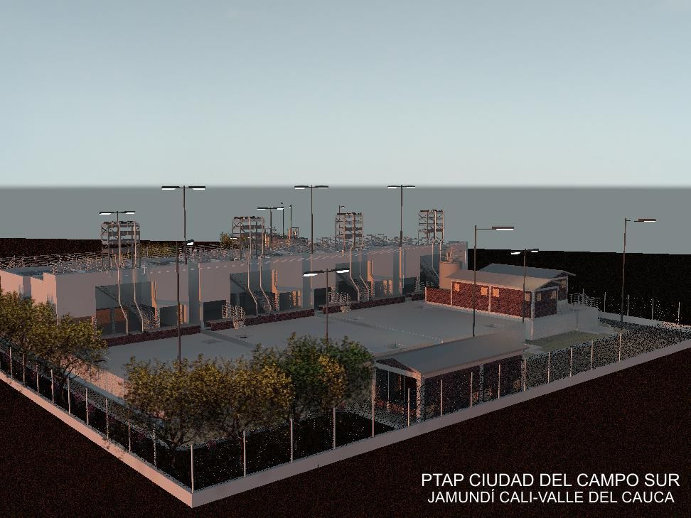 Vista aérea de un edificio llamado ptap ciudad de campo sur