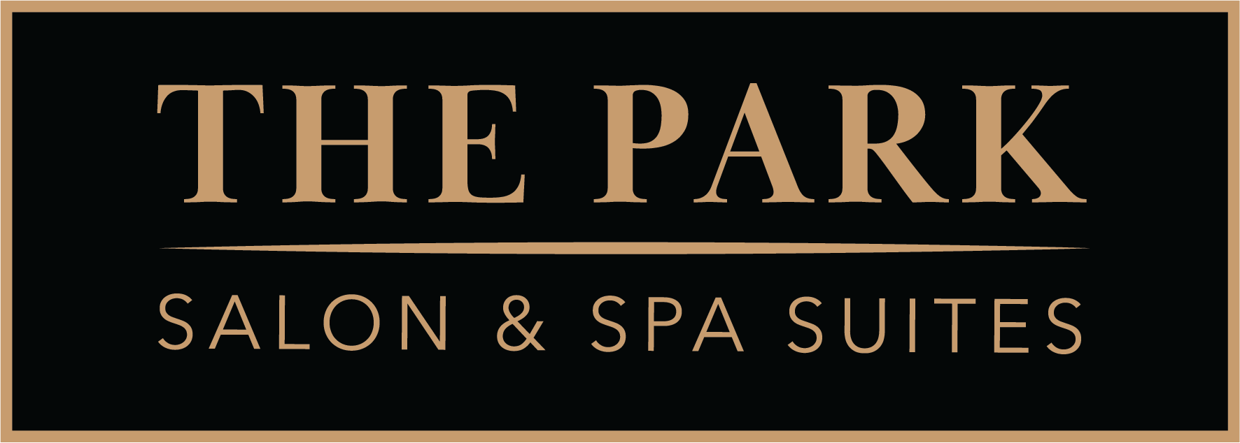Logo for The Park Salon & Spa Suites in gold and black.