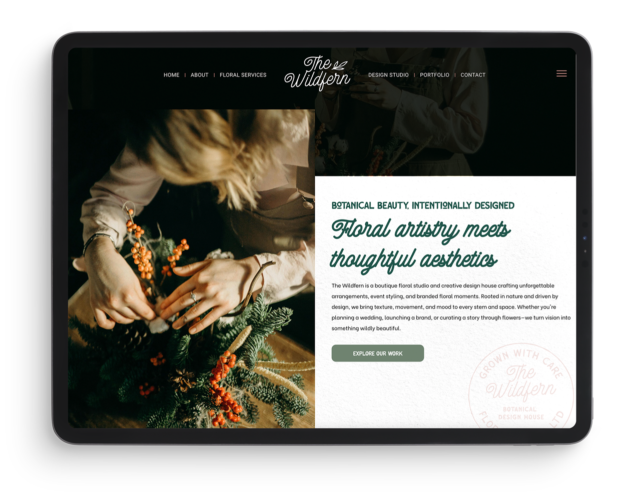 Tablet view of website design by Lume creative