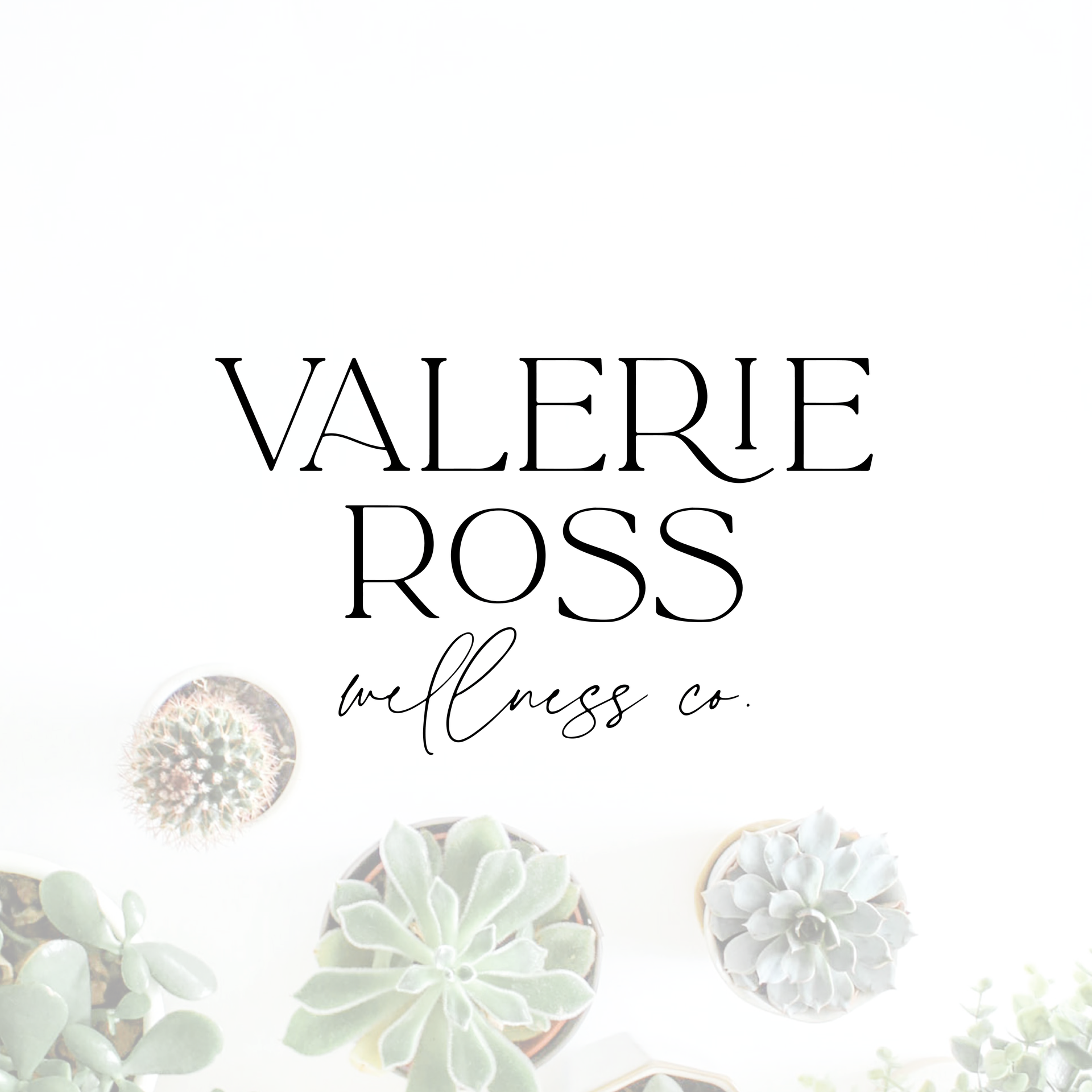 The logo for valerie ross wellness co. is surrounded by potted plants.