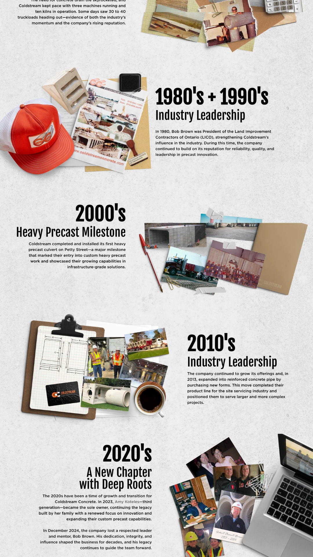 Construction company website homepage design on laptop and phone screens