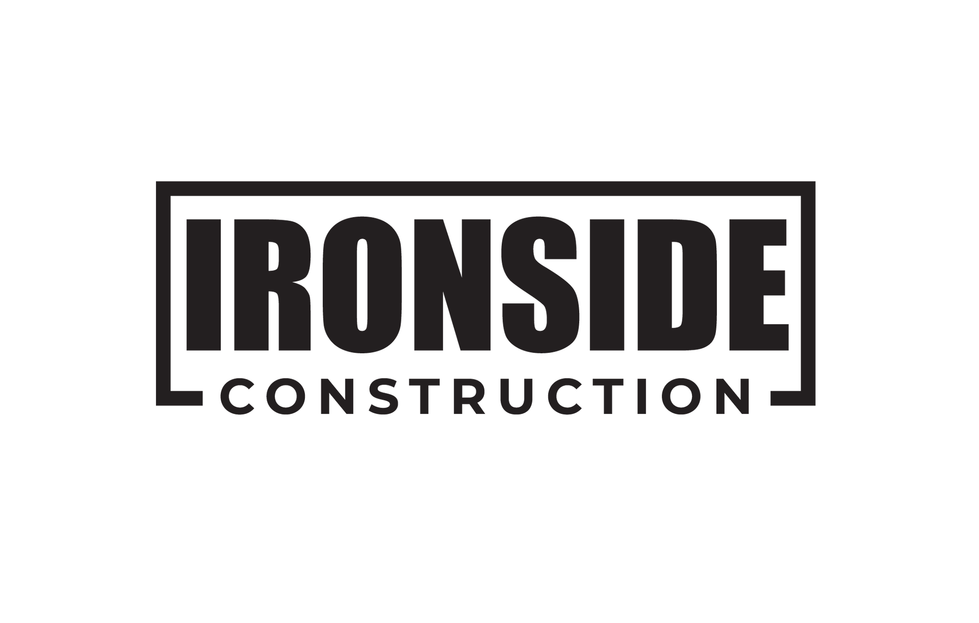 A black and white logo for ironside construction on a white background.