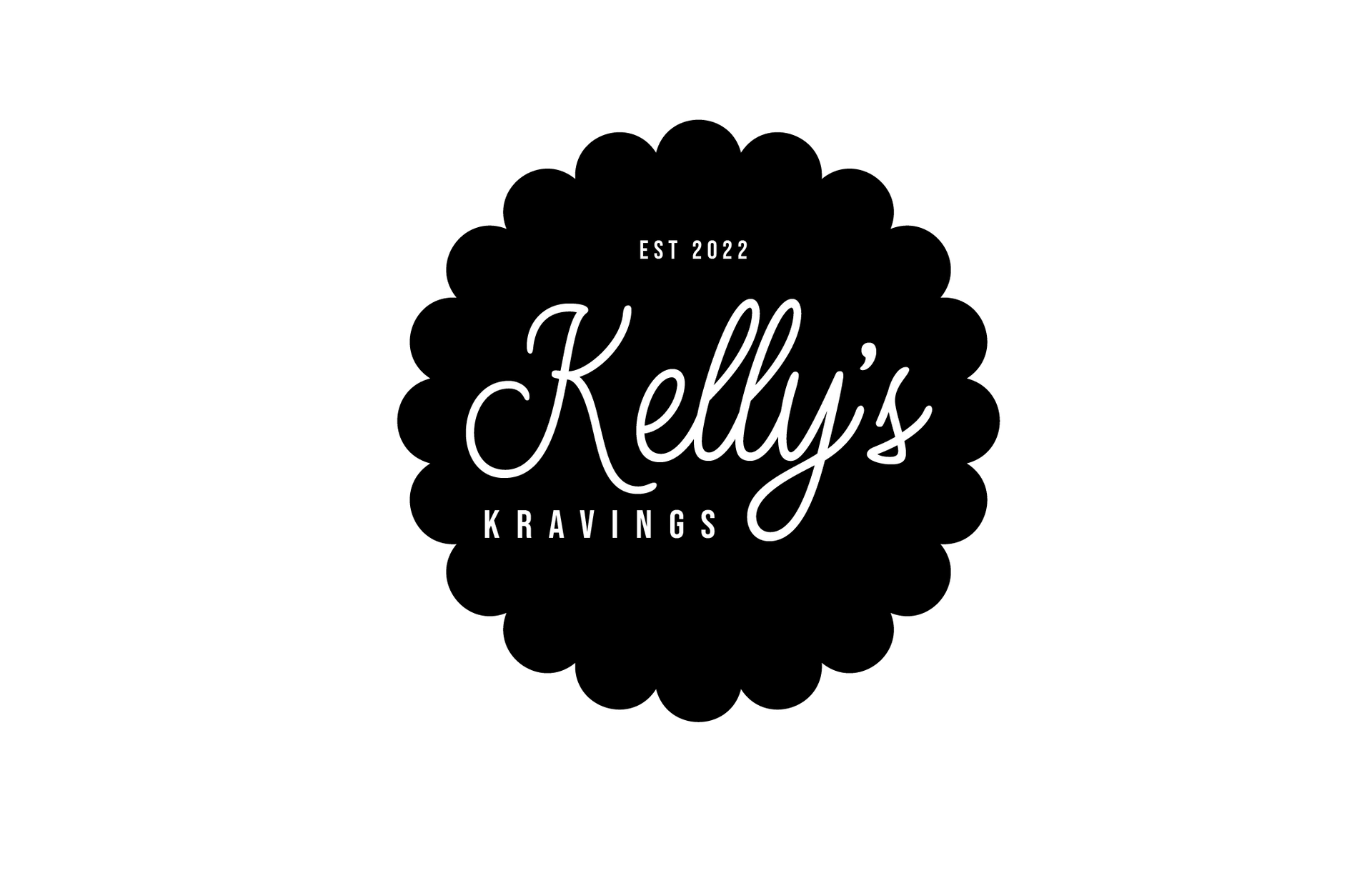 A black and white logo for kelly 's cravings is on a white background.
