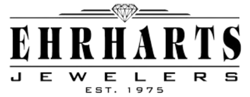 Ehrharts Jewelers logo with diamond icon and “Est. 1975” text
