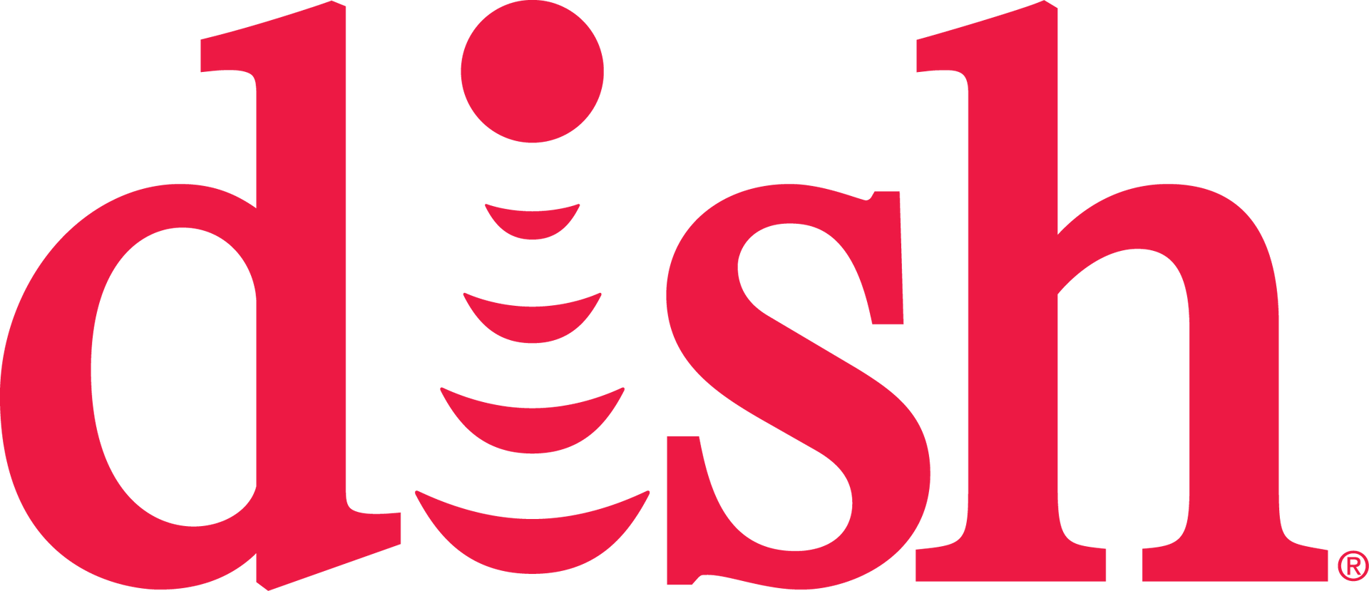 The red Dish brand logo with a stylized signal icon replacing the letter 'i'.
