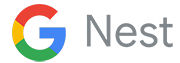 Google Nest logo with multicolored Google “G” and gray “Nest” text