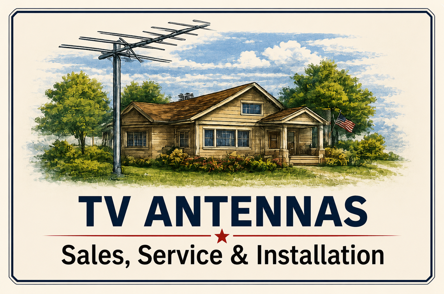 TV Antenna on a pole outside a house