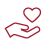 Hand holding a heart; compassion.