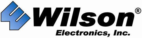 Wilson Electronics logo: Blue, stylized