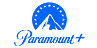 Paramount+ logo: Blue mountain peak with stars in an arch, text