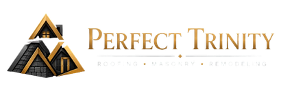 Perfect Trinity logo with gold pyramid icon and serif text on a white background