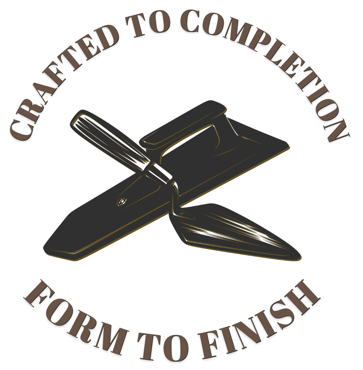 A logo that says crafted to completion form to finish