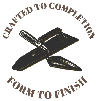 A logo that says crafted to completion form to finish