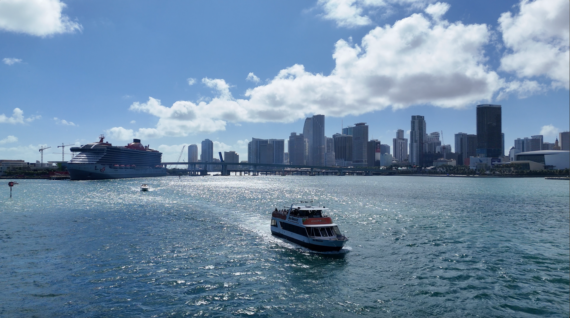 Open-air top deck on Biscayne Bay Boat Tour with panoramic views