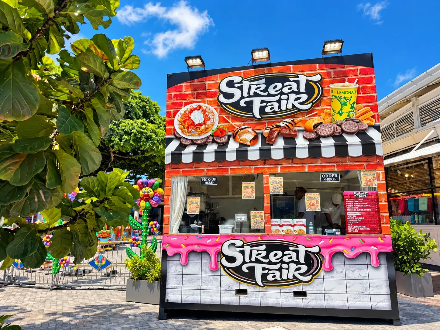 Street Fair food and carnival treats at Bayside Fun Park in Miami.
