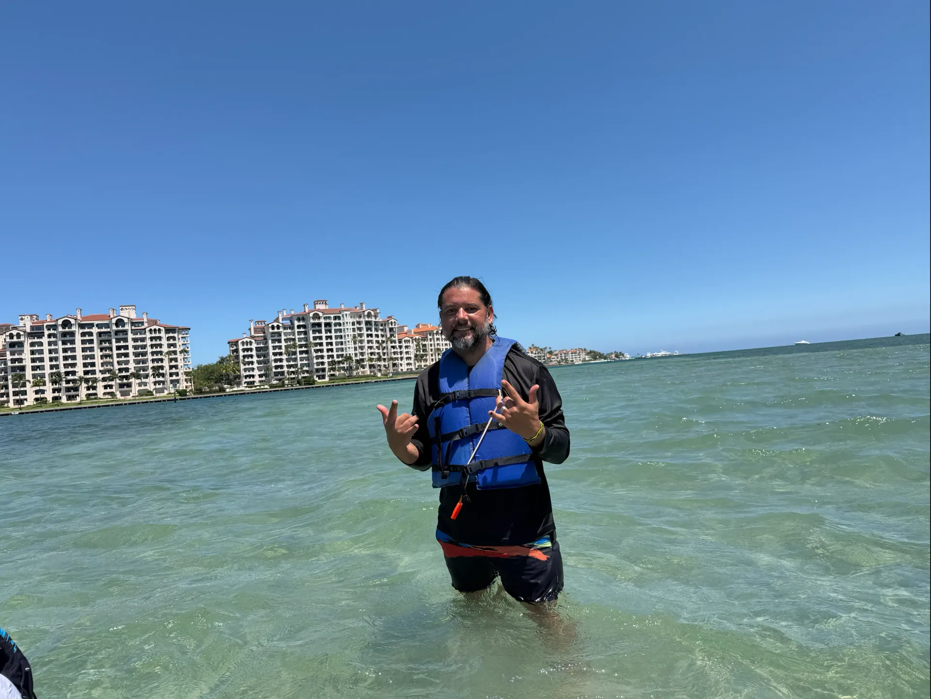 Guest enjoying the clear waters during Bayside Miami jet ski rides near Fisher Island