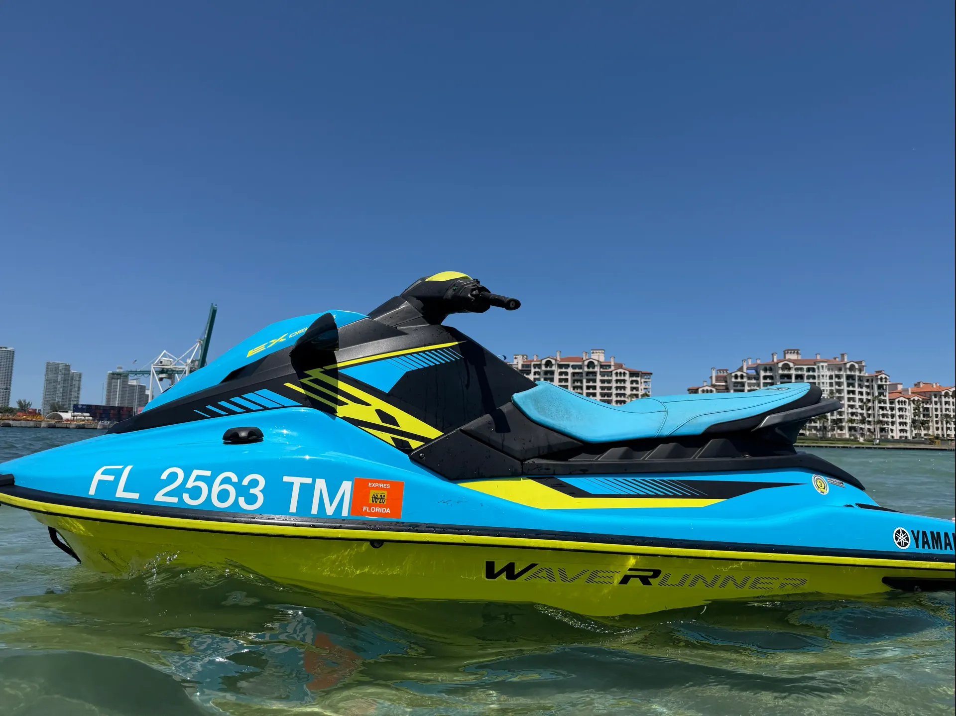 Yamaha WaveRunner used for Bayside Miami jet ski rides with waterfront views in Miami