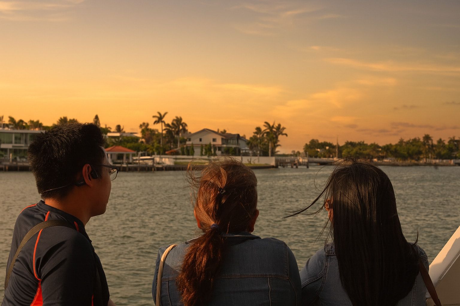 Guest enjoying the sunset during the Star island Boat tour