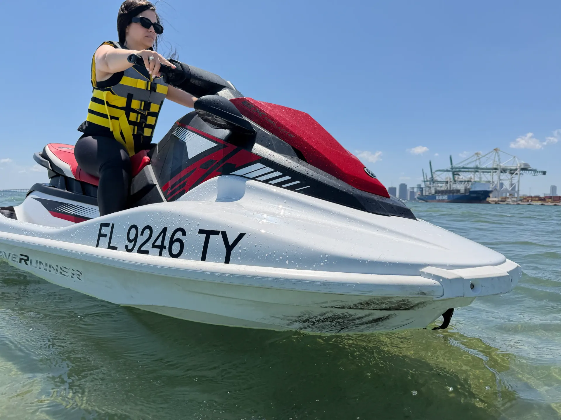 Guest enjoying a Jet Ski Rental Miami experience departing from Bayside Marketplace in Downtown Miami