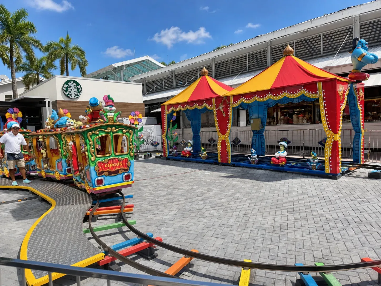 Kids rides at Miami Bayside Fun Park inside Bayside Marketplace.